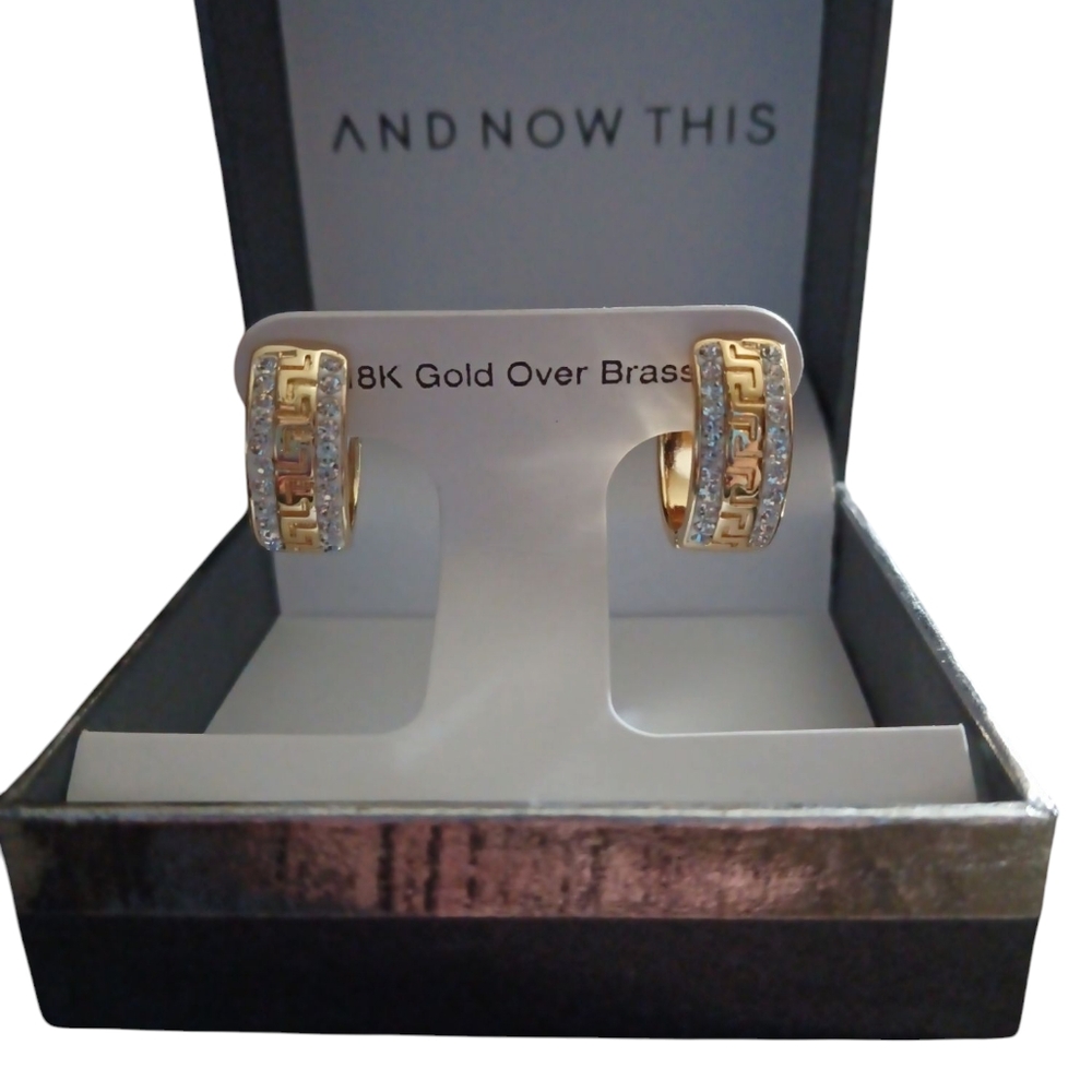18 Karat Gold Over Brass Gold and Silver Hoop Earrings